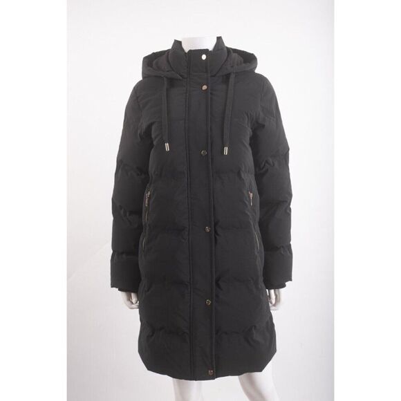 Zara Womans Jacket Coat Mid Length Size XS Black Hooded NWOT